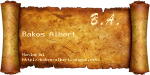 Bakos Albert névjegykártya